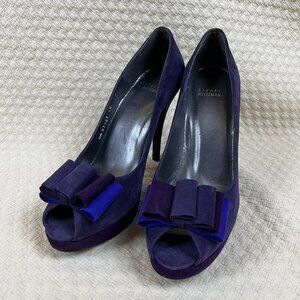 Stuart Weitzman Peep Toe Heels Moda Suede Platform Bow